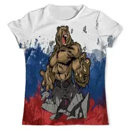 Заказать мужскую футболку в Москве. Футболка с полной запечаткой (мужская) Русский медведь от Серега Шнайдер - готовые дизайны и нанесение принтов.