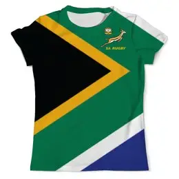 Заказать мужскую футболку в Москве. Футболка с полной запечаткой (мужская) Южная Африка регби от rugby - готовые дизайны и нанесение принтов.