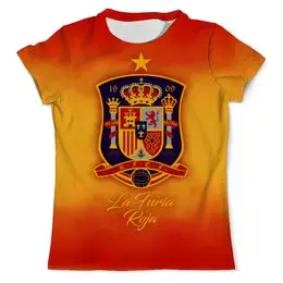Заказать мужскую футболку в Москве. Футболка с полной запечаткой (мужская) Сборная Испании от geekbox - готовые дизайны и нанесение принтов.