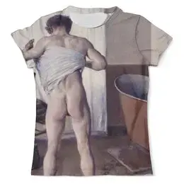 Заказать мужскую футболку в Москве. Футболка с полной запечаткой (мужская) Мужчина в ванной (картина Кайботта) от trend - готовые дизайны и нанесение принтов.