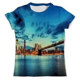 Заказать мужскую футболку в Москве. Футболка с полной запечаткой (мужская) Бруклинский мост от THE_NISE  - готовые дизайны и нанесение принтов.