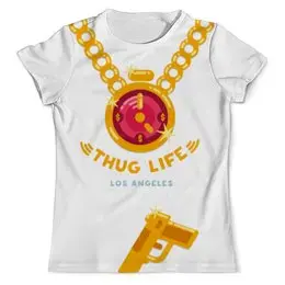 Заказать мужскую футболку в Москве. Футболка с полной запечаткой (мужская) Thug Life (Los Angeles) от Биг Хамустер - готовые дизайны и нанесение принтов.