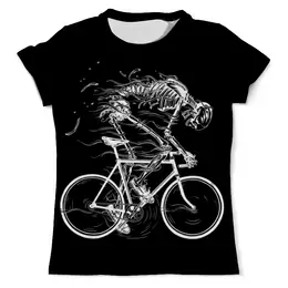Заказать мужскую футболку в Москве. Футболка с полной запечаткой (мужская) Skeleton Biker от Leichenwagen - готовые дизайны и нанесение принтов.