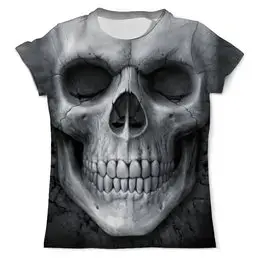 Заказать мужскую футболку в Москве. Футболка с полной запечаткой (мужская) Skull Grey от balden - готовые дизайны и нанесение принтов.