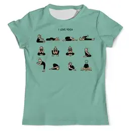 Заказать мужскую футболку в Москве. Футболка с полной запечаткой (мужская) I love yoga от Илья Щеблецов - готовые дизайны и нанесение принтов.