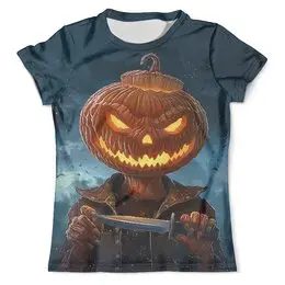 Заказать мужскую футболку в Москве. Футболка с полной запечаткой (мужская) Pumpkin Head (Halloween) от balden - готовые дизайны и нанесение принтов.