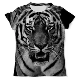 Заказать мужскую футболку в Москве. Футболка с полной запечаткой (мужская) Хищный тигр от weeert - готовые дизайны и нанесение принтов.