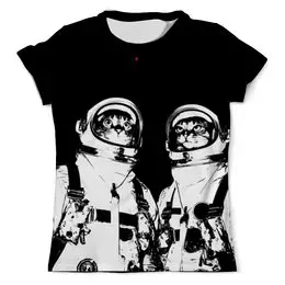 Заказать мужскую футболку в Москве. Футболка с полной запечаткой (мужская) Коты космонавты от printik - готовые дизайны и нанесение принтов.