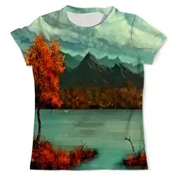 Заказать мужскую футболку в Москве. Футболка с полной запечаткой (мужская) Осень в горах от THE_NISE  - готовые дизайны и нанесение принтов.