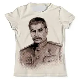 Заказать мужскую футболку в Москве. Футболка с полной запечаткой (мужская) Сталин от Рустам Юсупов - готовые дизайны и нанесение принтов.