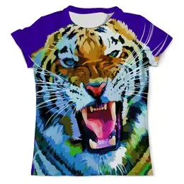 Заказать мужскую футболку в Москве. Футболка с полной запечаткой (мужская) Амурский тигр  от Violet - готовые дизайны и нанесение принтов.