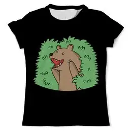 Заказать мужскую футболку в Москве. Футболка с полной запечаткой (мужская) Медведь в кустах от Memepedia - готовые дизайны и нанесение принтов.