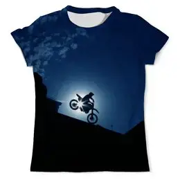 Заказать мужскую футболку в Москве. Футболка с полной запечаткой (мужская) Мотоцикл от Violet - готовые дизайны и нанесение принтов.