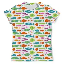 Заказать мужскую футболку в Москве. Футболка с полной запечаткой (мужская) Морские рыбки от svetlanas - готовые дизайны и нанесение принтов.