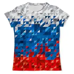 Заказать мужскую футболку в Москве. Футболка с полной запечаткой (мужская) Flag RF PIXEL от balden - готовые дизайны и нанесение принтов.