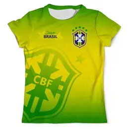 Заказать мужскую футболку в Москве. Футболка с полной запечаткой (мужская) Сборная Бразилии от geekbox - готовые дизайны и нанесение принтов.
