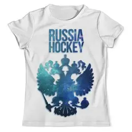 Заказать мужскую футболку в Москве. Футболка с полной запечаткой (мужская) Russia Hockey от prodesign - готовые дизайны и нанесение принтов.