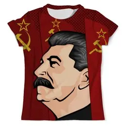Заказать мужскую футболку в Москве. Футболка с полной запечаткой (мужская) Сталин от gopotol - готовые дизайны и нанесение принтов.