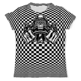 Заказать мужскую футболку в Москве. Футболка с полной запечаткой (мужская) Череп на мотоцикле (1) от ПРИНТЫ ПЕЧАТЬ  - готовые дизайны и нанесение принтов.