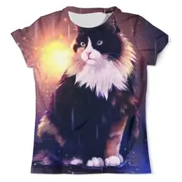 Заказать мужскую футболку в Москве. Футболка с полной запечаткой (мужская)  Кошка от THE_NISE  - готовые дизайны и нанесение принтов.