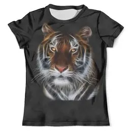 Заказать мужскую футболку в Москве. Футболка с полной запечаткой (мужская) Взгляд тигра от orca - готовые дизайны и нанесение принтов.