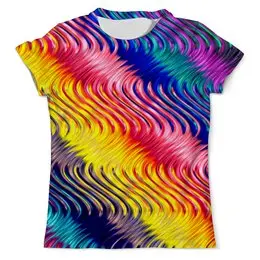 Заказать мужскую футболку в Москве. Футболка с полной запечаткой (мужская) Цветные волны от Fonzo - готовые дизайны и нанесение принтов.