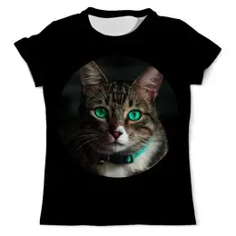 Заказать мужскую футболку в Москве. Футболка с полной запечаткой (мужская) Зеленоглазый кот от Сакурана  - готовые дизайны и нанесение принтов.