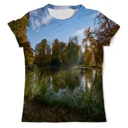 Заказать мужскую футболку в Москве. Футболка с полной запечаткой (мужская) Деревья у озера от THE_NISE  - готовые дизайны и нанесение принтов.