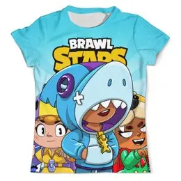 Заказать мужскую футболку в Москве. Футболка с полной запечаткой (мужская) BRAWL STARS LEON SHARK  от geekbox - готовые дизайны и нанесение принтов.