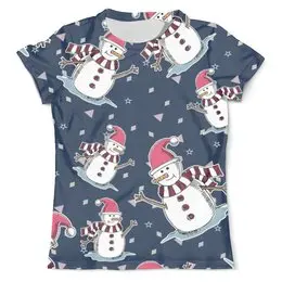 Заказать мужскую футболку в Москве. Футболка с полной запечаткой (мужская) Снеговики  от T-shirt print  - готовые дизайны и нанесение принтов.