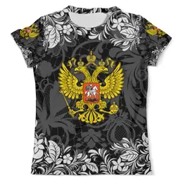Заказать мужскую футболку в Москве. Футболка с полной запечаткой (мужская) Российский герб от Media M  - готовые дизайны и нанесение принтов.