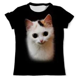 Заказать мужскую футболку в Москве. Футболка с полной запечаткой (мужская) Смешной котик от weeert - готовые дизайны и нанесение принтов.