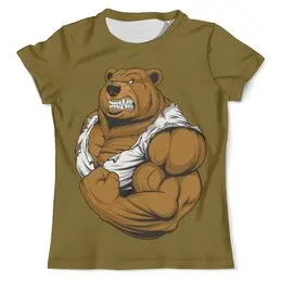 Заказать мужскую футболку в Москве. Футболка с полной запечаткой (мужская) Медведь качок от T-shirt print  - готовые дизайны и нанесение принтов.