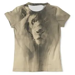 Заказать мужскую футболку в Москве. Футболка с полной запечаткой (мужская) песчаный лев от mariya94 - готовые дизайны и нанесение принтов.