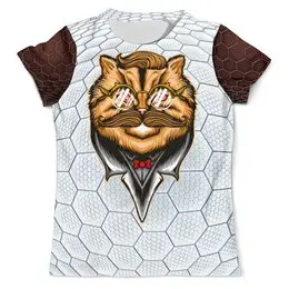 Заказать мужскую футболку в Москве. Футболка с полной запечаткой (мужская) кот в очках от queen  - готовые дизайны и нанесение принтов.