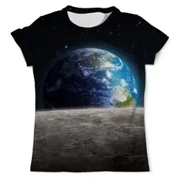 Заказать мужскую футболку в Москве. Футболка с полной запечаткой (мужская) Земля с луны от lordzedd - готовые дизайны и нанесение принтов.