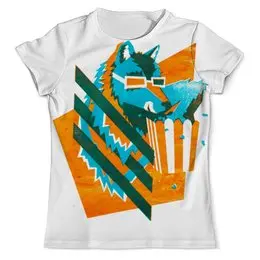 Заказать мужскую футболку в Москве. Футболка с полной запечаткой (мужская) Волк с попкорном от galaxy secret - готовые дизайны и нанесение принтов.