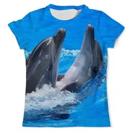 Заказать мужскую футболку в Москве. Футболка с полной запечаткой (мужская) Дельфин от Violet - готовые дизайны и нанесение принтов.