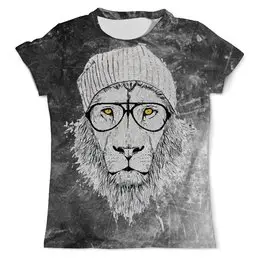 Заказать мужскую футболку в Москве. Футболка с полной запечаткой (мужская) Lion Geek от madw - готовые дизайны и нанесение принтов.