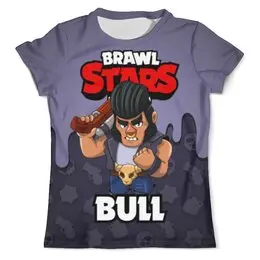 Заказать мужскую футболку в Москве. Футболка с полной запечаткой (мужская) BRAWL STARS BULL от geekbox - готовые дизайны и нанесение принтов.