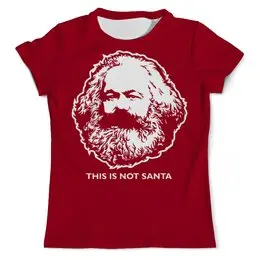 Заказать мужскую футболку в Москве. Футболка с полной запечаткой (мужская) Карл Маркс - Не Санта от Leichenwagen - готовые дизайны и нанесение принтов.