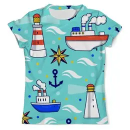 Заказать мужскую футболку в Москве. Футболка с полной запечаткой (мужская) Морская абстракция от T-shirt print  - готовые дизайны и нанесение принтов.