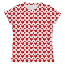 Заказать мужскую футболку в Москве. Футболка с полной запечаткой (мужская) Красные сердечки от THE_NISE  - готовые дизайны и нанесение принтов.