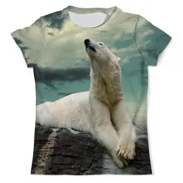 Заказать мужскую футболку в Москве. Футболка с полной запечаткой (мужская) Белый медведь от Violet - готовые дизайны и нанесение принтов.