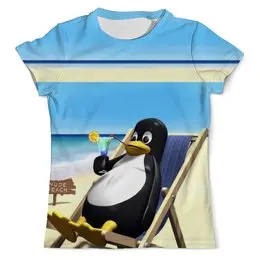 Заказать мужскую футболку в Москве. Футболка с полной запечаткой (мужская) Пингвинчик на отдыхе (1) от T-shirt print  - готовые дизайны и нанесение принтов.