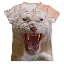 Заказать мужскую футболку в Москве. Футболка с полной запечаткой (мужская) Белый Тигр от Виктор Гришин - готовые дизайны и нанесение принтов.