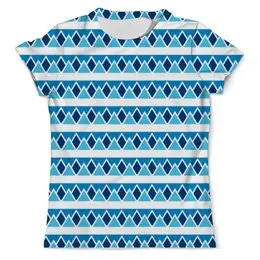 Заказать мужскую футболку в Москве. Футболка с полной запечаткой (мужская) Абстрактные голубые треугольники от irinavk - готовые дизайны и нанесение принтов.