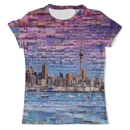 Заказать мужскую футболку в Москве. Футболка с полной запечаткой (мужская) О́кленд город от Violet - готовые дизайны и нанесение принтов.