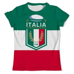 Заказать мужскую футболку в Москве. Футболка с полной запечаткой (мужская) Италия регби от rugby - готовые дизайны и нанесение принтов.