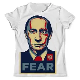 Заказать мужскую футболку в Москве. Футболка с полной запечаткой (мужская) Путин  от Ricky Red - готовые дизайны и нанесение принтов.